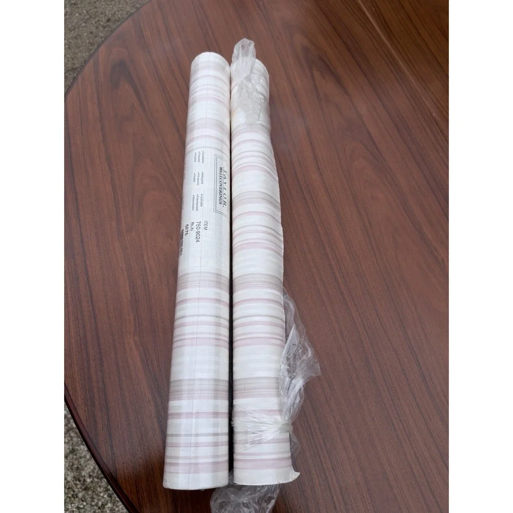Taylor Wallcoverings Wallpaper Lot 2 Rolls Pink Stripe 56.37 sq ft New + Partial